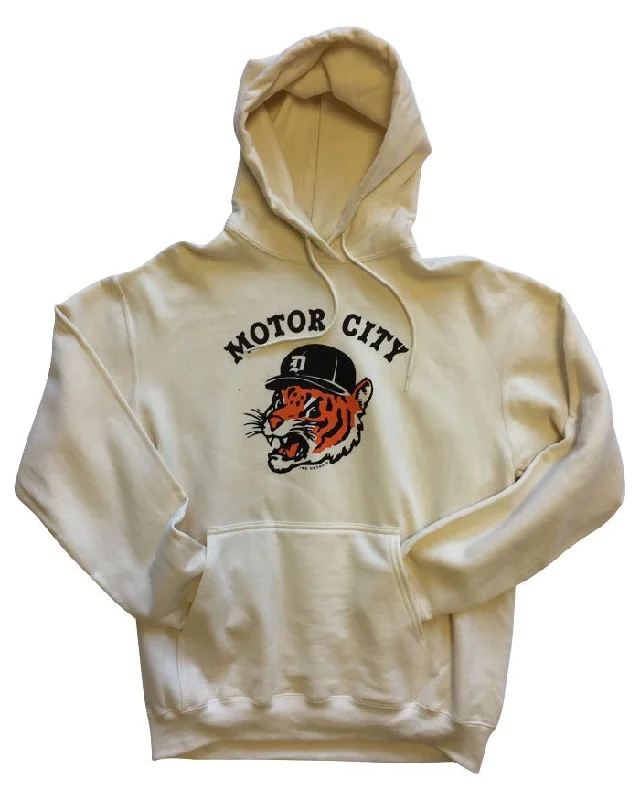 Fashionable Boots Ink Detroit Motor City Kitty Hoodie - Bone