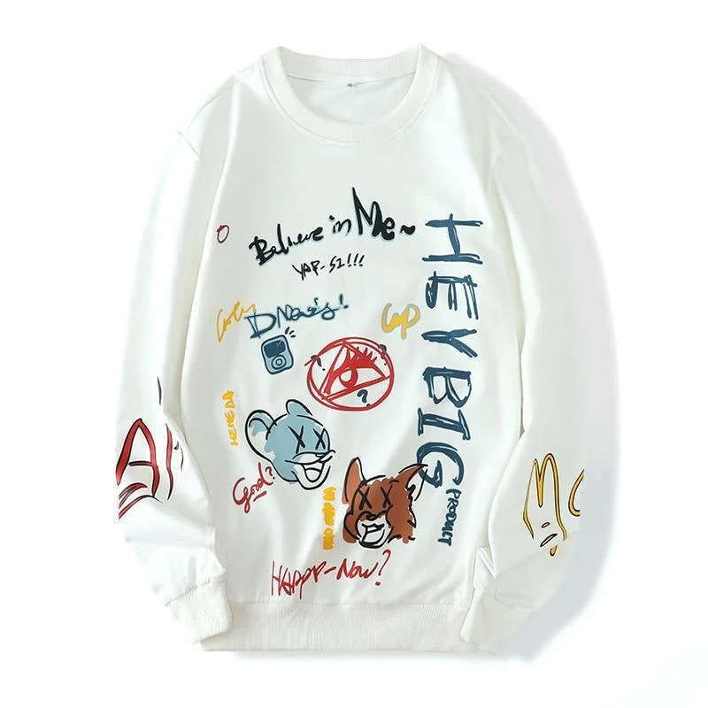 Urban Style Hey Big Plus Size Graffiti Sweatshirt For Men