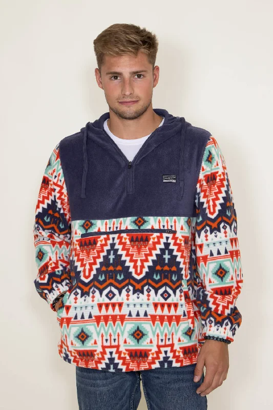 Funky T-shirts Aztec Color Block Hooded Pullover for Men in Graystone Multi | FK76-MP1422-GRAYSTONE