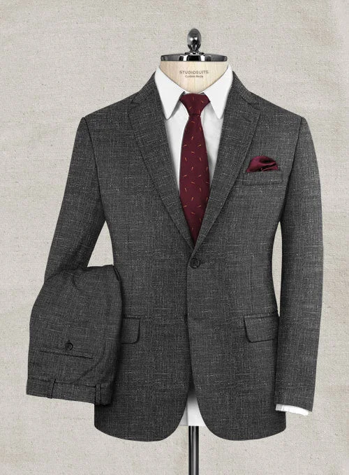 Urban Style Italian Murano Charcoal Wool Linen Suit