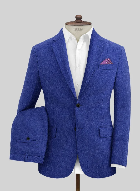 Chinos Style Solbiati Cobalt Blue Linen Suit