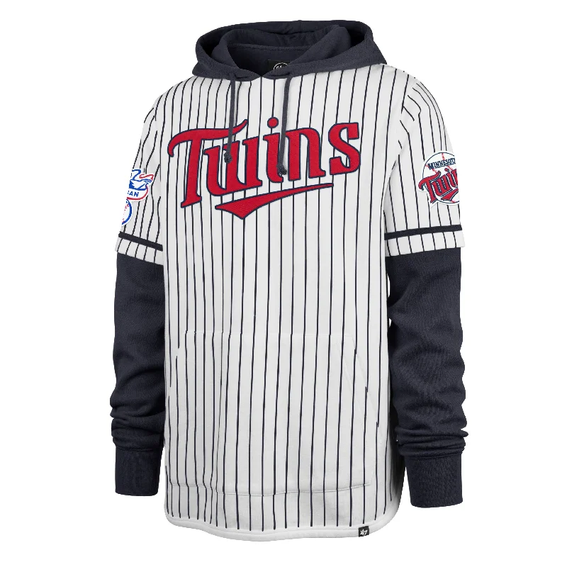 Winter Scarves MINNESOTA TWINS COOPERSTOWN PINSTRIPE DOUBLE HEADER '47 SHORTSTOP PULLOVER HOOD