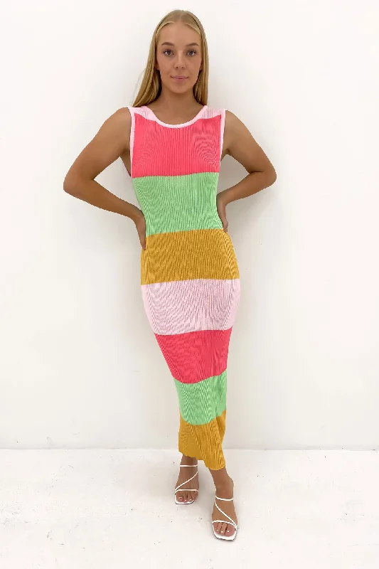 Honolulu Knit Maxi Dress Multi Stripe