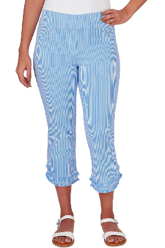 Petite Bali Blue Pinstripe Denim Capri Pant