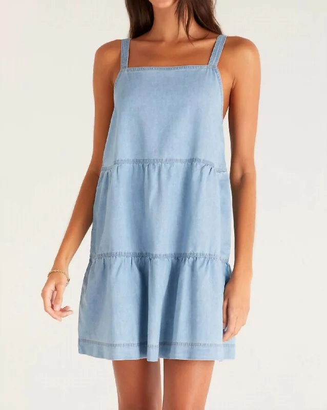 Design sense Daniela Chambray Dress In Blue