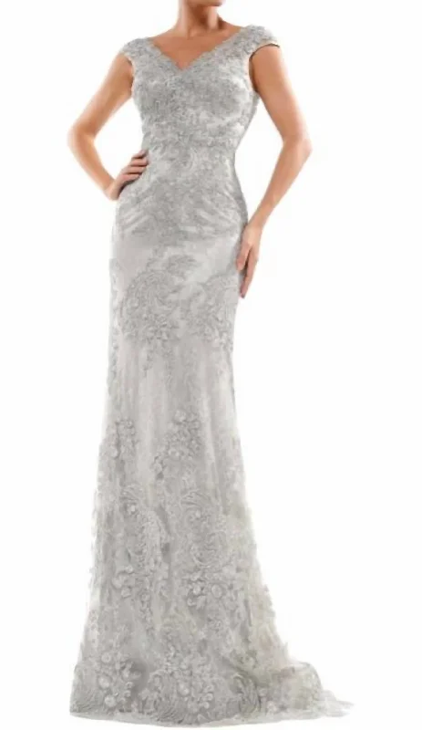 Cool Summer Embellished Gown In Silver