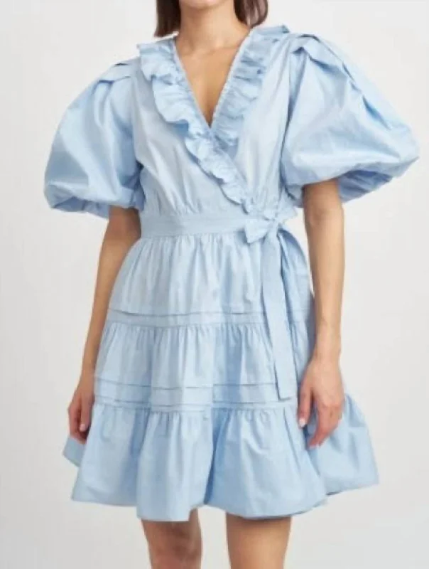 Cool Breeze At Night Lorena Mini Dress In Sky Blue