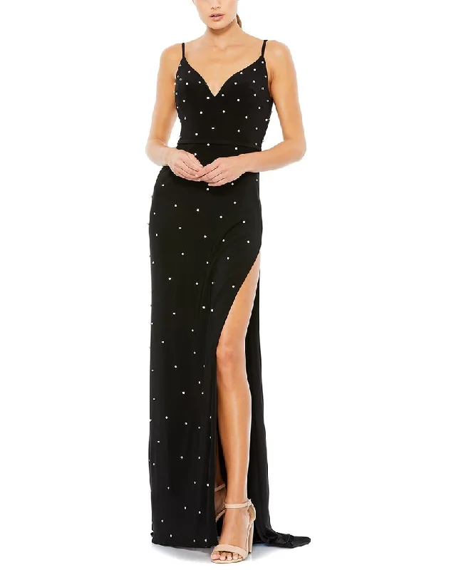 Playful Style Mac Duggal Rhinestone Embellished V-Neck Gown