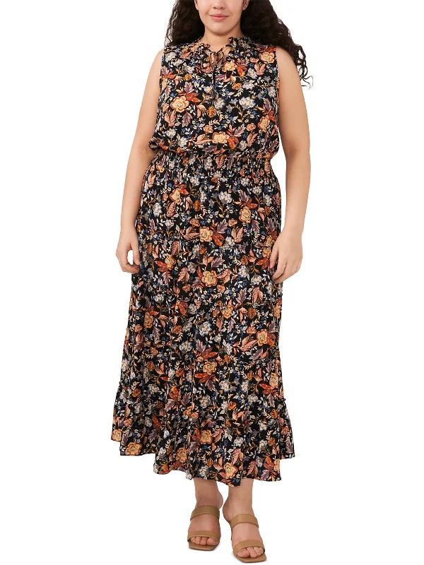 Street Casual Style Plus Womens Floral Print Rayon Maxi Dress