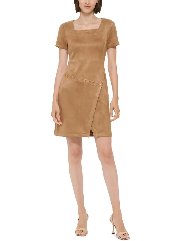 Casual And Versatile Womens Faux Suede Sheath Dress