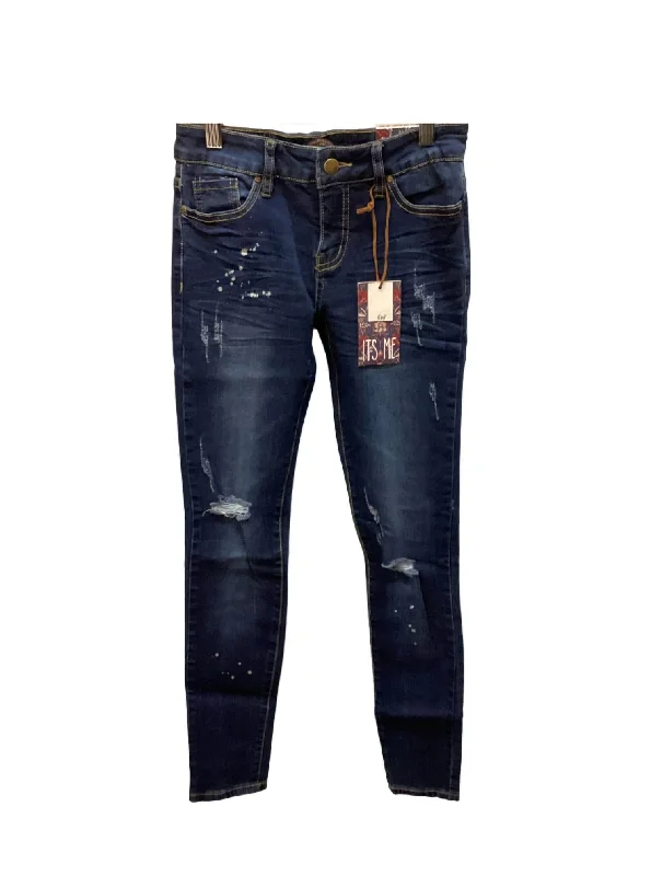 Women's Mid Rise Destroyed Jean In Dark Wash