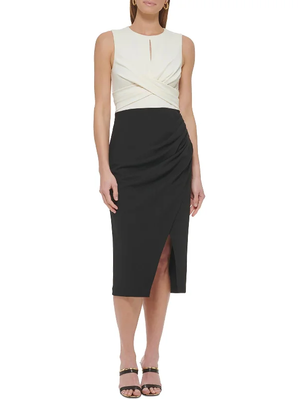 Style Design Womens Midi Ruched Wear To Work Dress