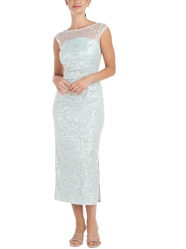 Warm Winter Series Womens Sequined Polyester Midi Dress