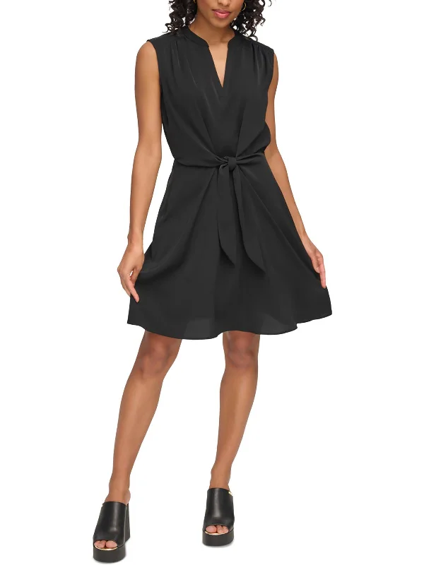 New Products Womens Side Tie Polyester Sheath Dress