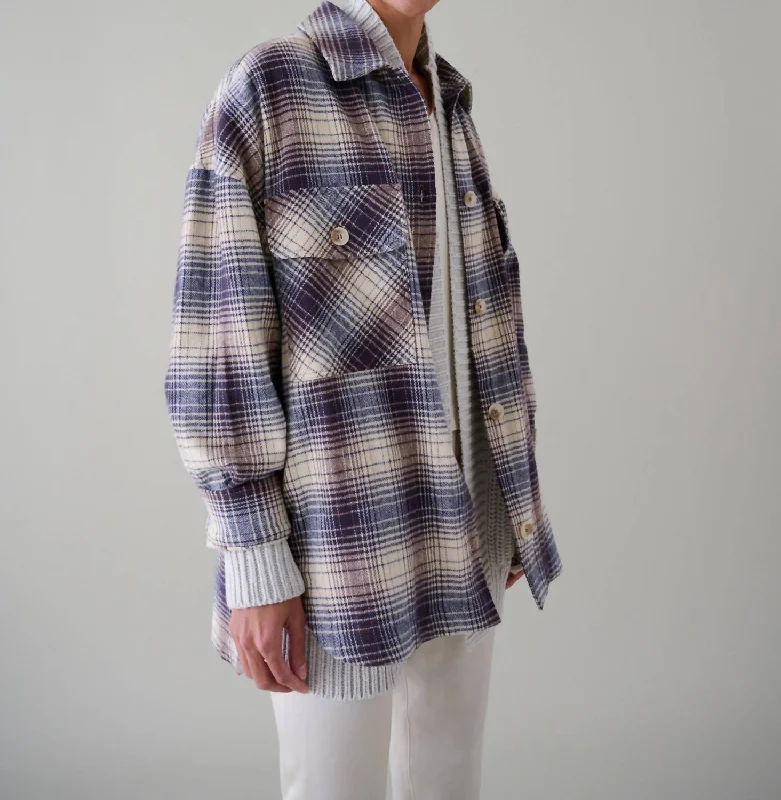 Laura Shirt Jacket In White/purple