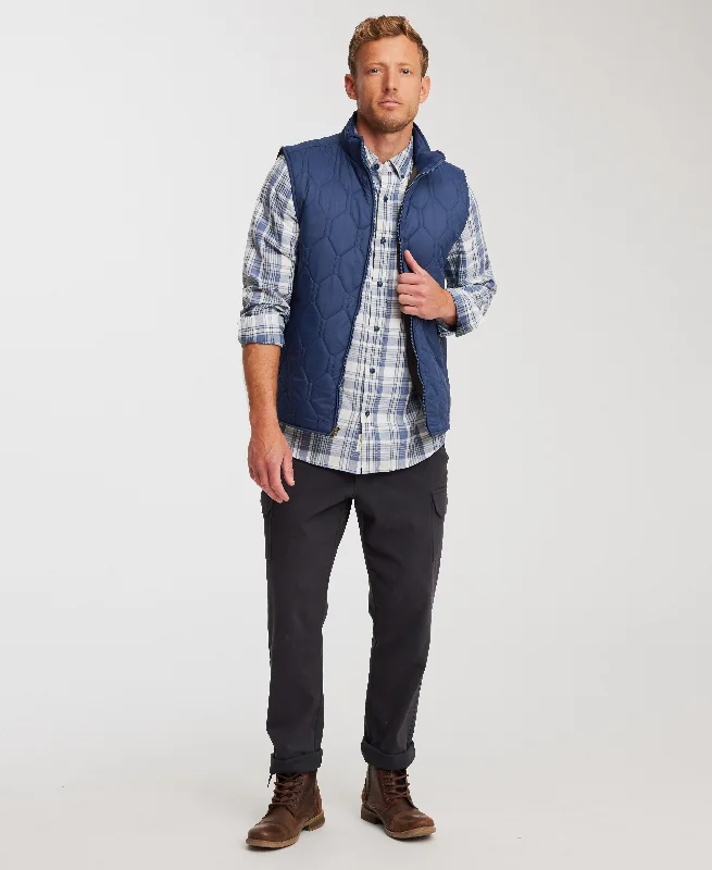 Long Sleeve Burnout Flannel In Grey Blue