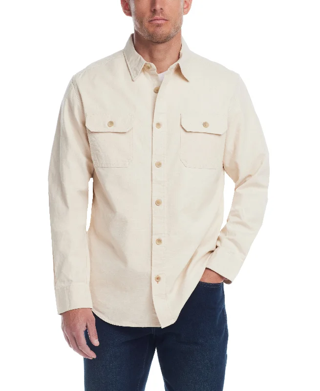 Slub Canvas Work Shirt In Oatmeal