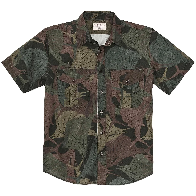 Filson Short Sleeve Washed Feather Cloth Shirt - Sailfish / Dark Olive