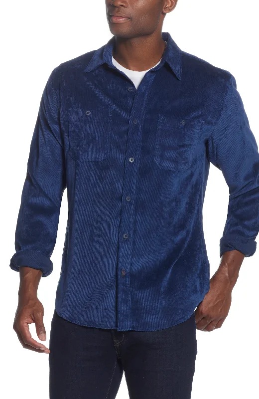 Stretch Corduroy Shirt In Navy