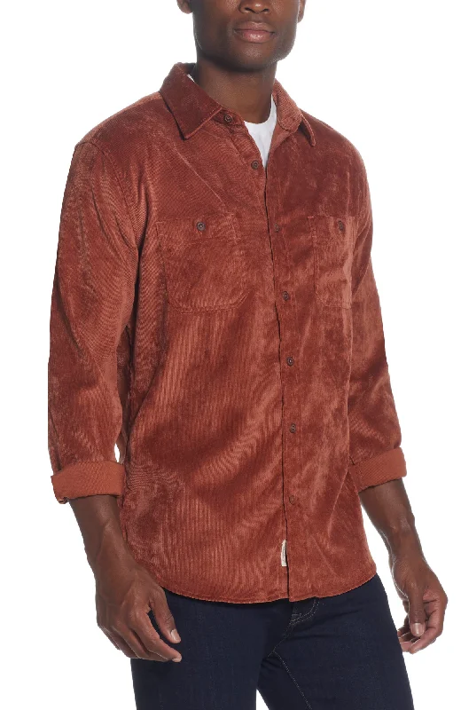 Stretch Corduroy Shirt In Smoked Paprika