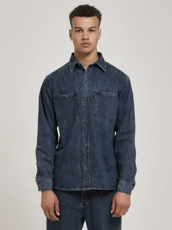 Thrills Union Long Sleeve Work Shirt - Worn In Blue