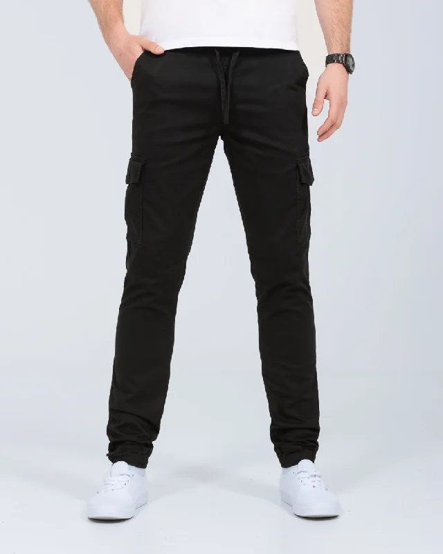 2t Dean Slim Fit Tall Stretch Cargo Trousers (black)