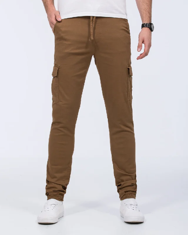 2t Dean Slim Fit Tall Stretch Cargo Trousers (tan)