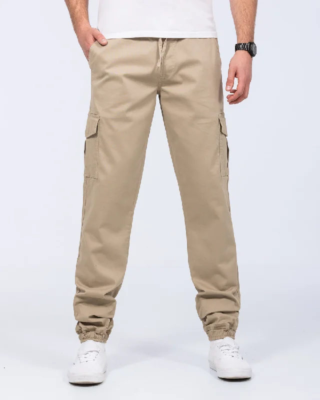 2t Fabio Regular Fit Tall Stretch Cargo Trousers (beige)