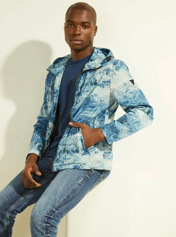 Blue Cali Mountain Print Woven Jacket