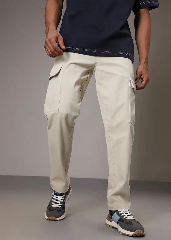 Cream Twill Cargo Pant