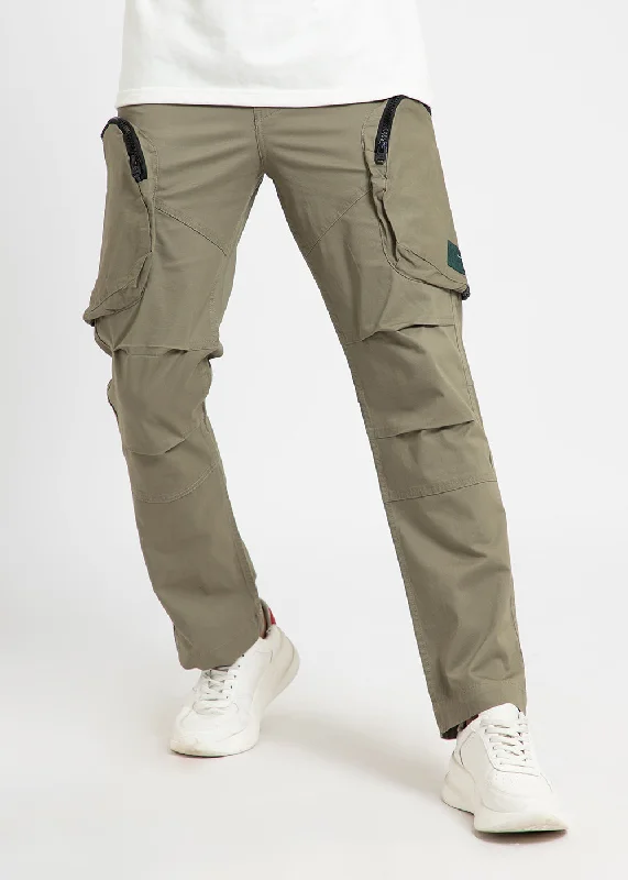 Khaki Green Zipper Cargo Pant