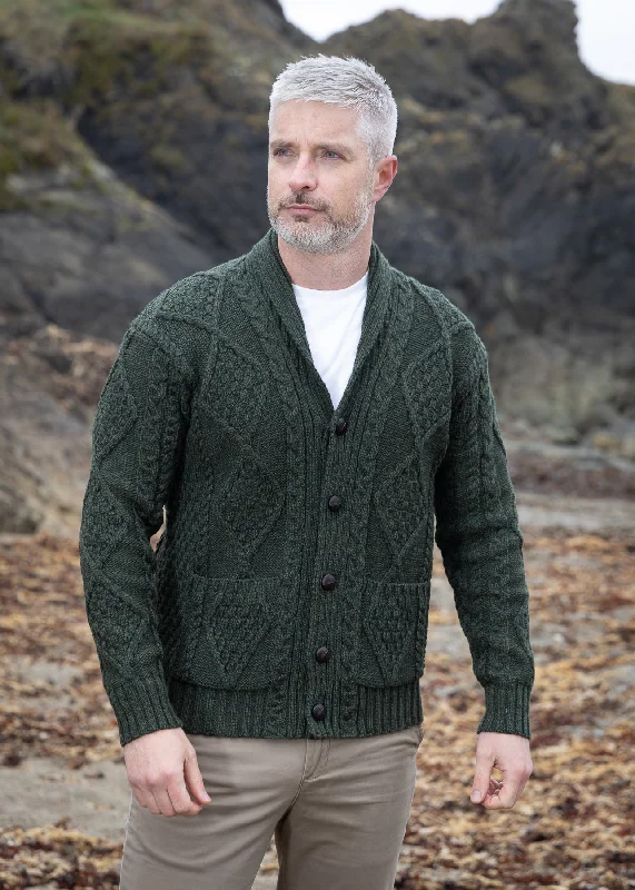 Men's Shawl Button Cardigan | Army Green