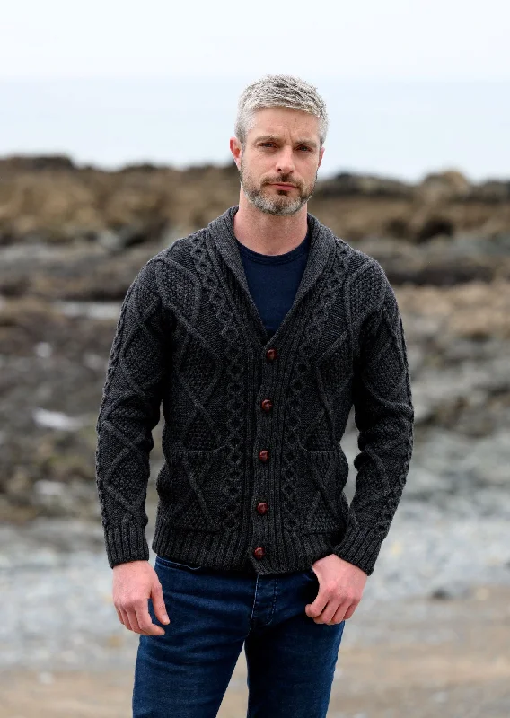 Men's Shawl Button Cardigan | Charcoal