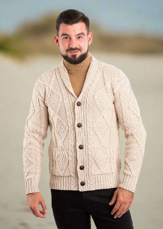 Men's Shawl Button Cardigan | Oatmeal