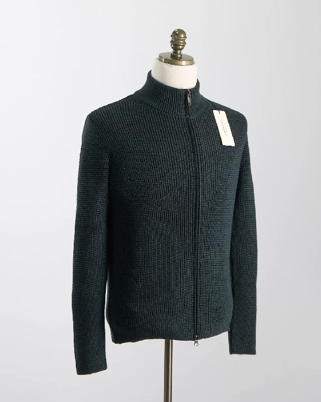 Full Zip Waffleknit Alpine Sweater