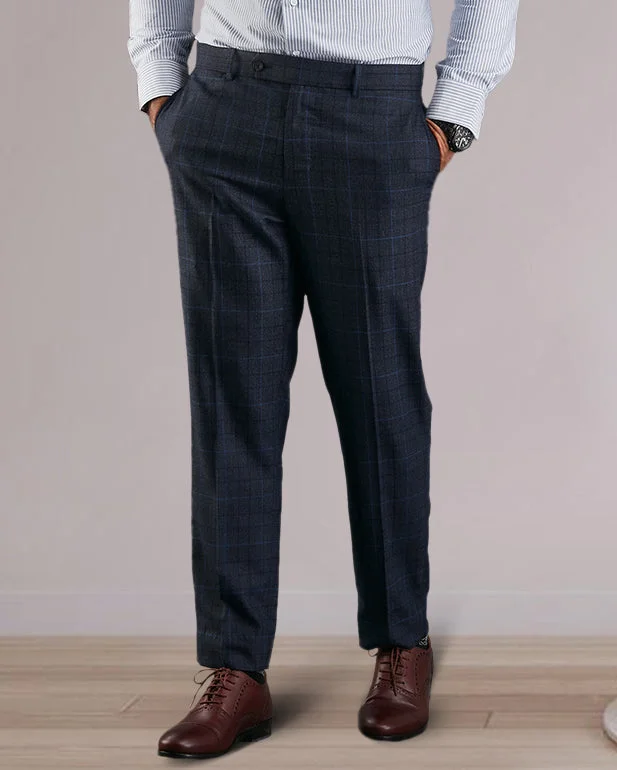 Designer Belts VBC Blue Glen Plaid Overchecks Dress Pant