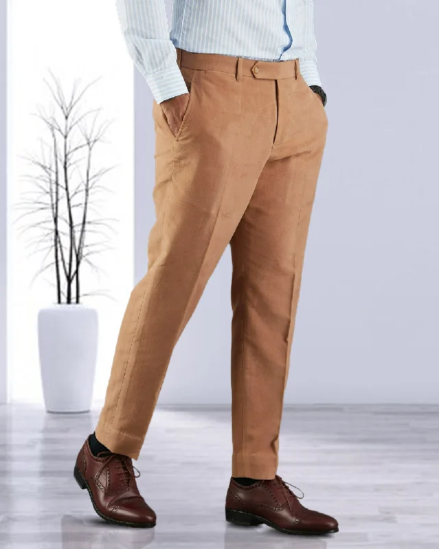 Funky Prints Zegna Camel Brown Cashco Moleskin Dress Pant