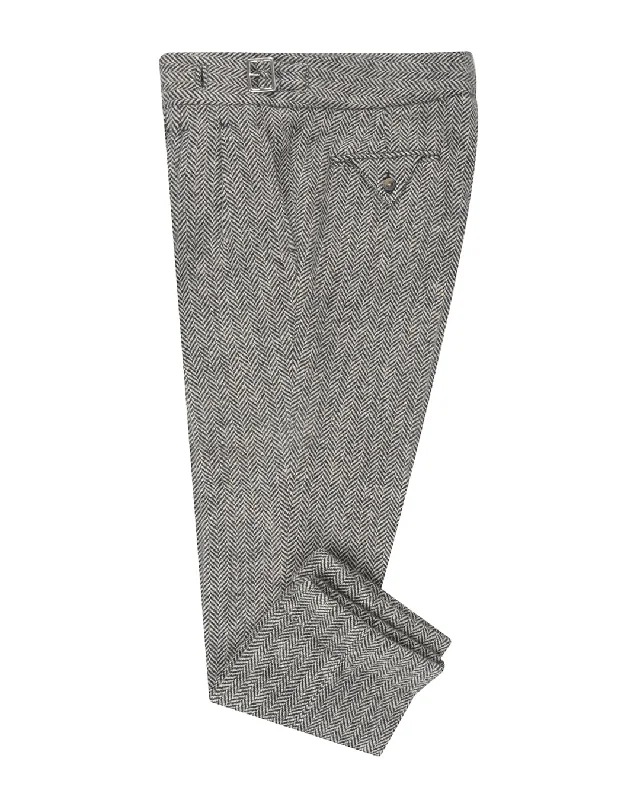 Street Casual Molloy Herringbone Donegal Tweed Pants - Grey