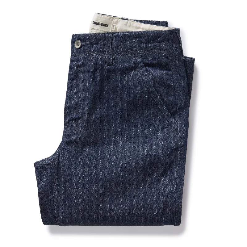 Rain Jackets The Morse Pant in Rinsed Indigo Herringbone