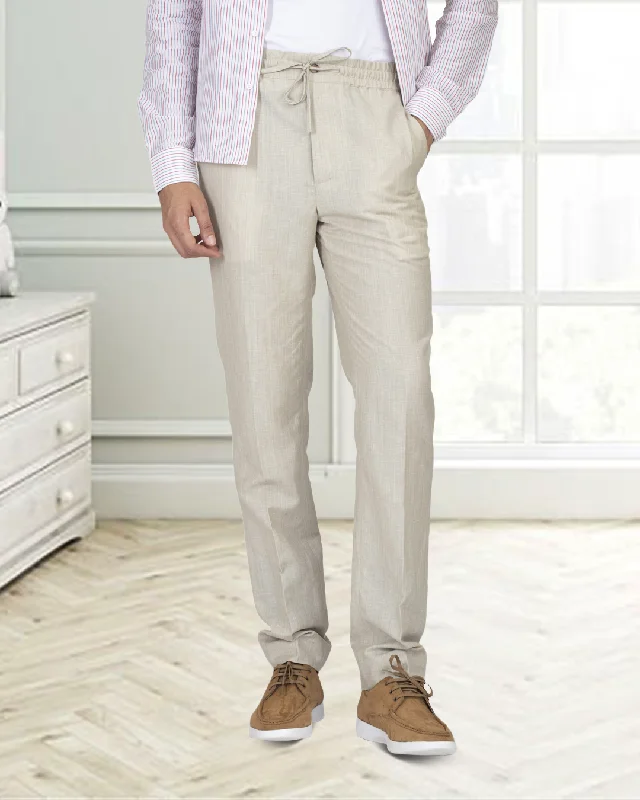 Layered Outfits VBC: Ecru Wool-Linen Drawstring Pant