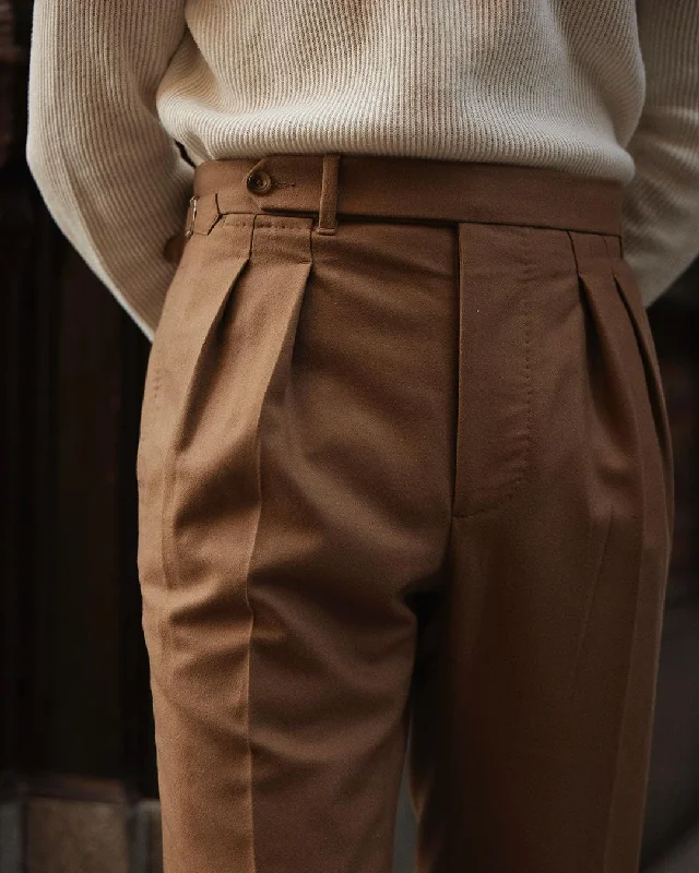 Vintage Fashion VBC: Sand Woolen Flannel High Rise Pant