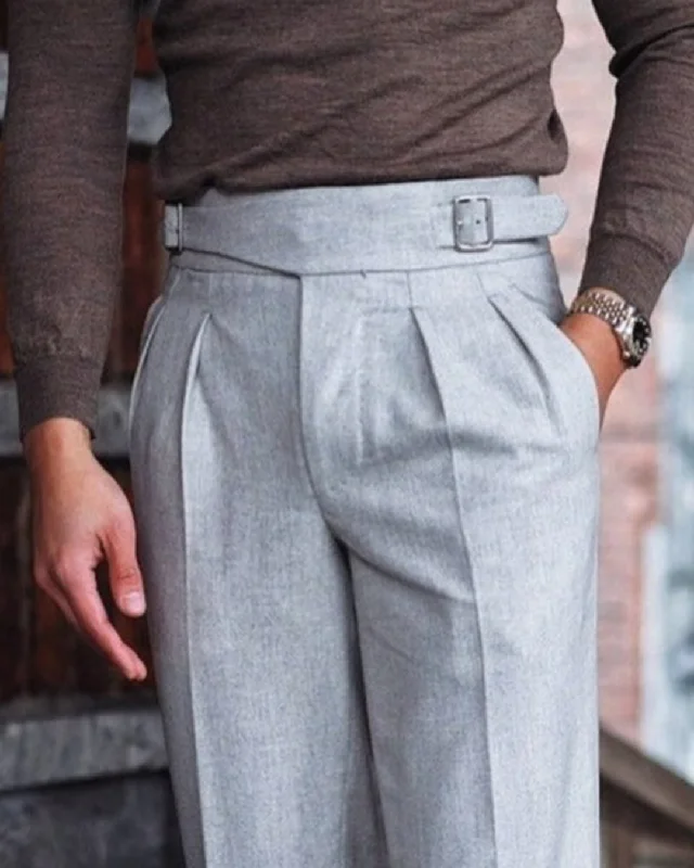 Street Casual Gurkha Pant in Vitale Barberis Canonico - Flannels  Light Grey