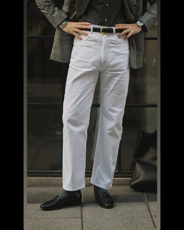 Sporty Looks White Heavy Twill Jeans